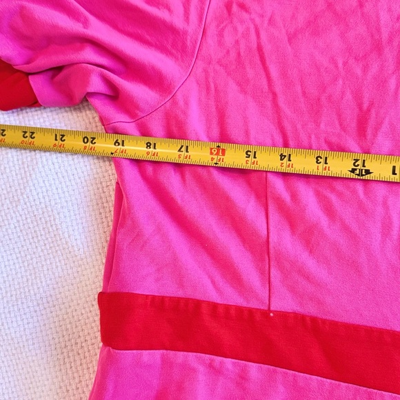 BODEN Petra Puff Sleeve Ponte Midi Dress Sangria Sunset Pink & Red Colorblock - Picture 14 of 15